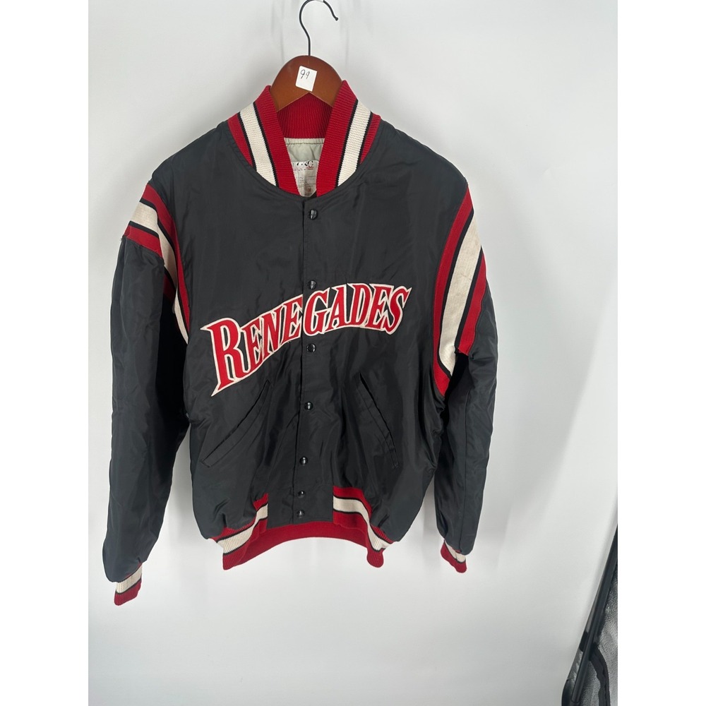 Vintage 80's Delong Carrera Renegades Retro Spellout Bomber Jacket Black Size M